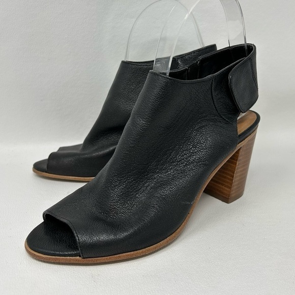 Steve Madden Women 6.5 Nonstp Sandal Booties Black Leather Block Heel Strap - Picture 4 of 13